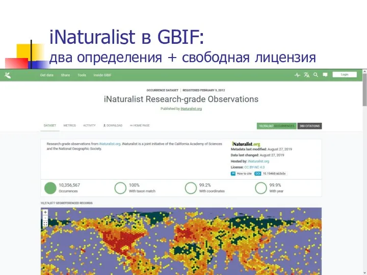 iNaturalist в GBIF: два определения + свободная лицензия