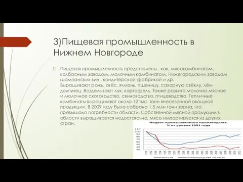 3)Пищевая промышленность в Нижнем Новгороде Пищевая промышленность представлены , как,