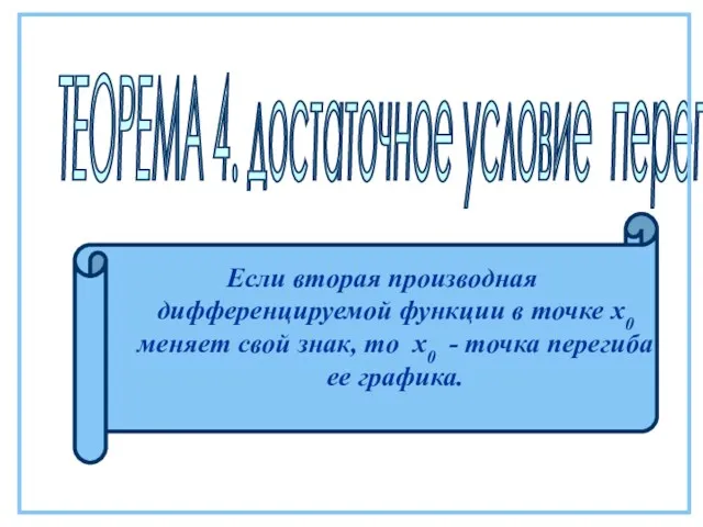 ТЕОРЕМА 4. достаточное условие перегиба Если вторая производная дифференцируемой функции