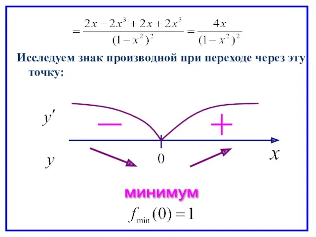 Исследуем знак производной при переходе через эту точку: минимум