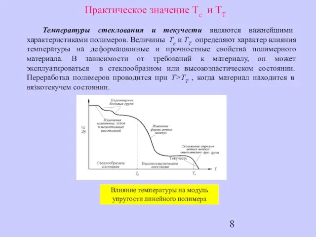 Практическое значение Тс и ТТ Температуры стеклования и текучести являются