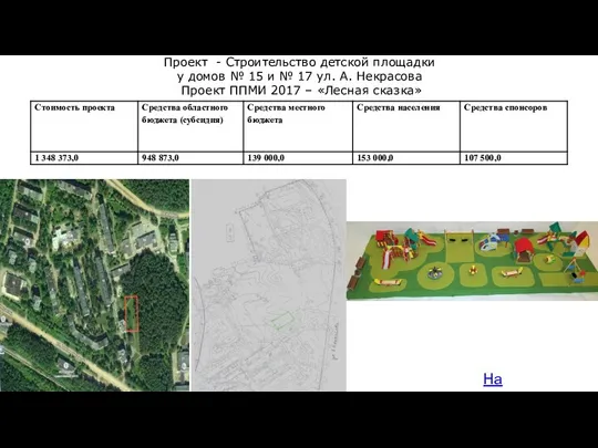 На карту Проект - Строительство детской площадки у домов №