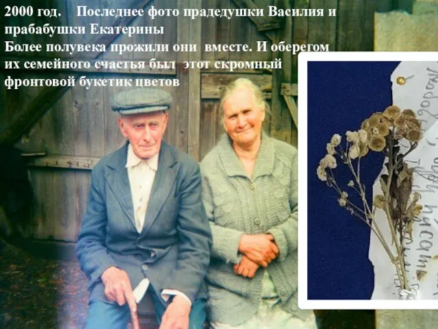 2000 год. Последнее фото прадедушки Василия и прабабушки Екатерины Более
