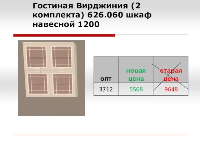 Гостиная Вирджиния (2 комплекта) 626.060 шкаф навесной 1200