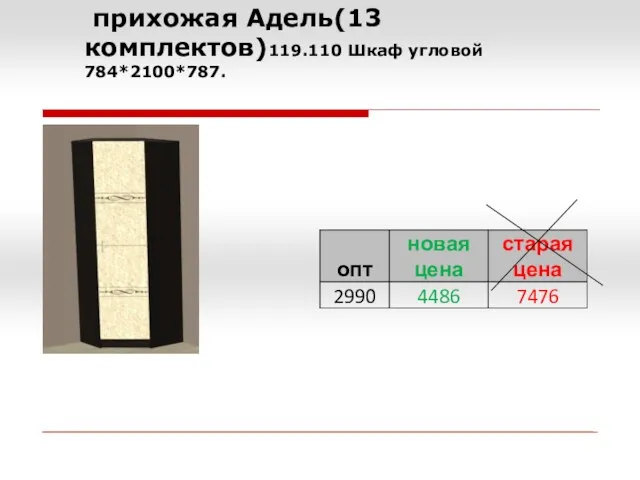 прихожая Адель(13 комплектов)119.110 Шкаф угловой 784*2100*787.