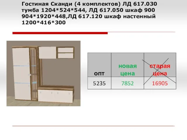 Гостиная Сканди (4 комплектов) ЛД 617.030 тумба 1204*524*544, ЛД 617.050