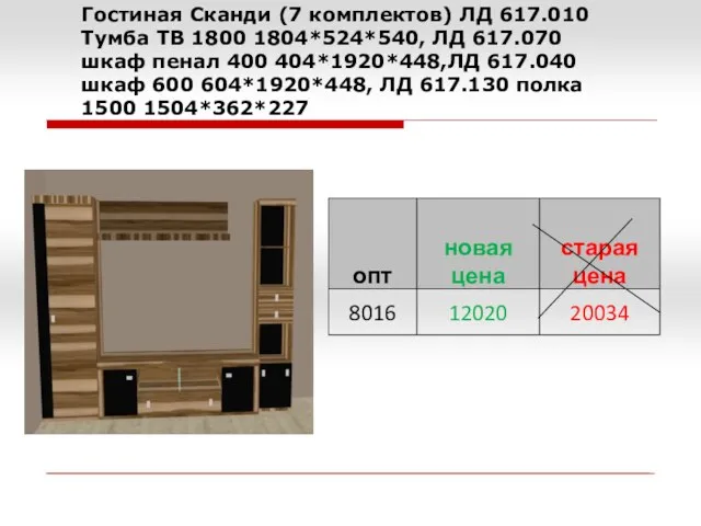 Гостиная Сканди (7 комплектов) ЛД 617.010 Тумба ТВ 1800 1804*524*540,