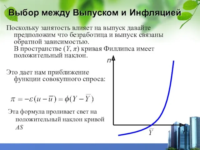 Выбор между Выпуском и Инфляцией Поскольку занятость влияет на выпуск