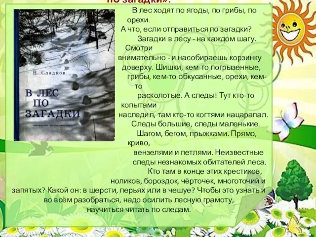 «В лес по загадки». В лес ходят по ягоды, по