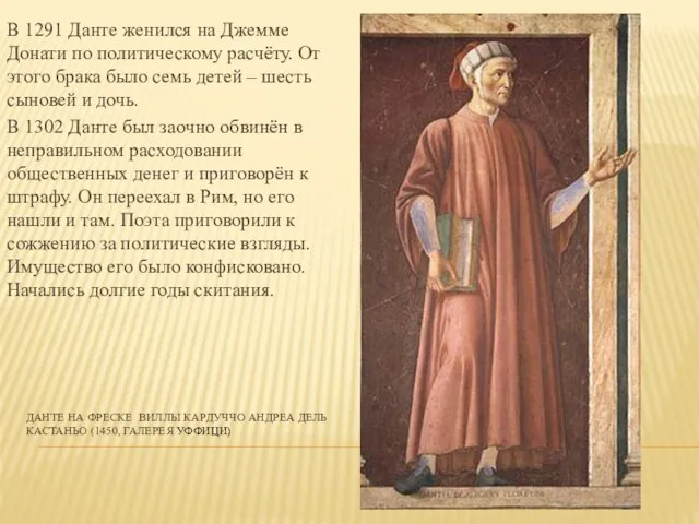 ДАНТЕ НА ФРЕСКЕ ВИЛЛЫ КАРДУЧЧО АНДРЕА ДЕЛЬ КАСТАНЬО (1450, ГАЛЕРЕЯ