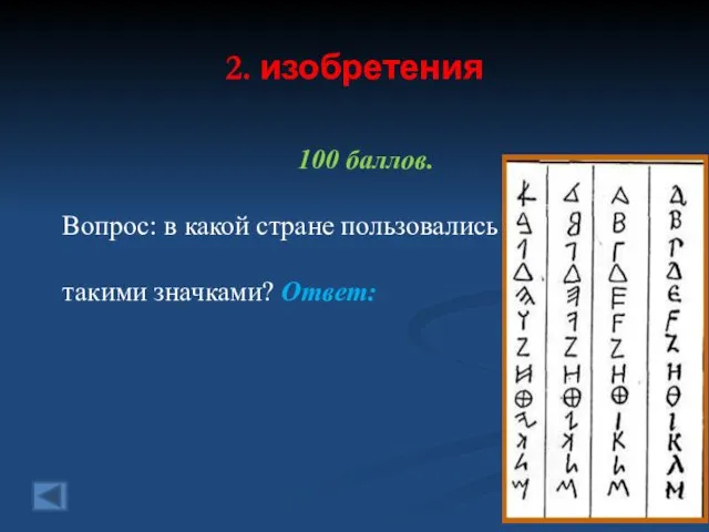 2. изобретения 100 баллов. Вопрос: в какой стране пользовались такими значками? Ответ: