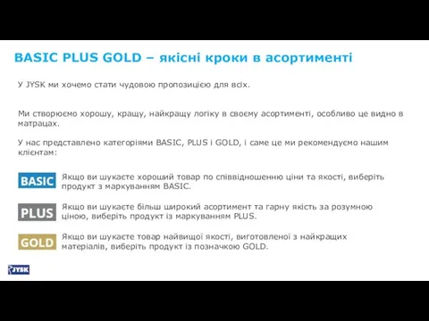 BASIC PLUS GOLD – якісні кроки в асортименті Якщо ви