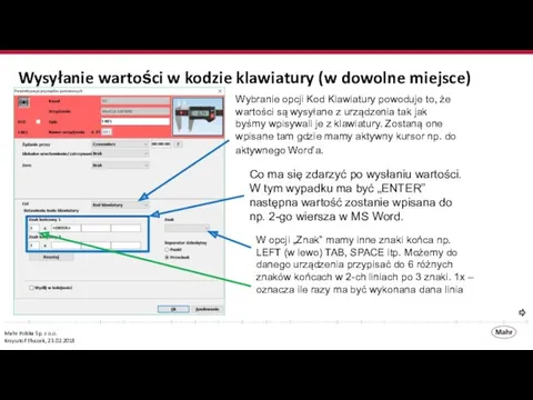 Wysyłanie wartości w kodzie klawiatury (w dowolne miejsce)