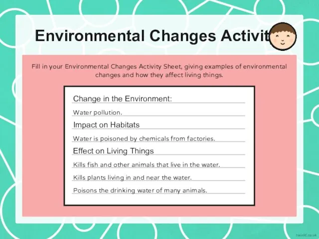 Environmental Changes Activity Fill in your Environmental Changes Activity Sheet,