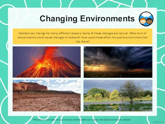 Changing Environments Habitats can change for many different reasons. Some