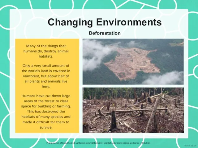 Changing Environments Many of the things that humans do, destroy
