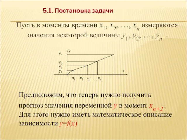 Пусть в моменты времени х1, х2, …, xn измеряются значения