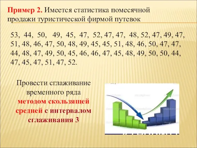 Пример 2. Имеется статистика помесячной продажи туристической фирмой путевок 53,