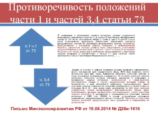 Противоречивость положений части 1 и частей 3,4 статьи 73 Письмо Минэкономразвития РФ от