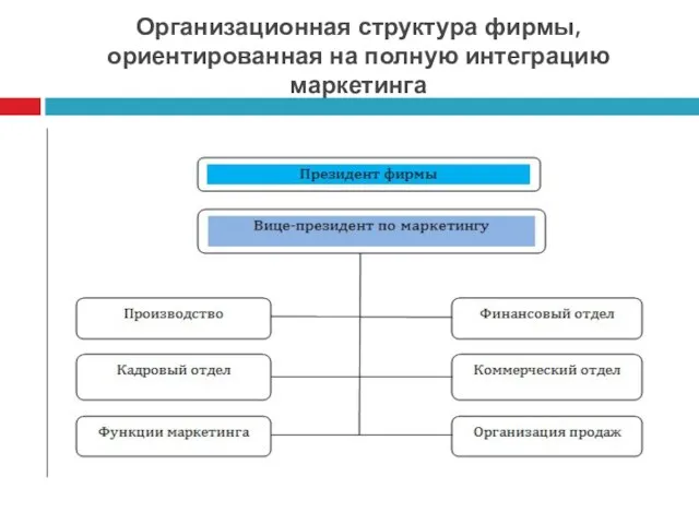 Организационная структура фирмы, ориентированная на полную интеграцию маркетинга