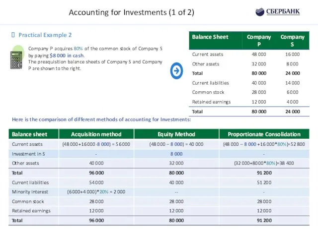 Accounting for Investments (1 of 2) Here is the comparison