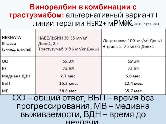 Винорелбин в комбинации с трастузмабом: альтернативный вариант I линии терапии