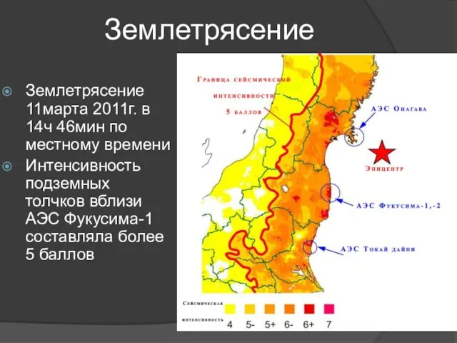 Землетрясение Землетрясение 11марта 2011г. в 14ч 46мин по местному времени