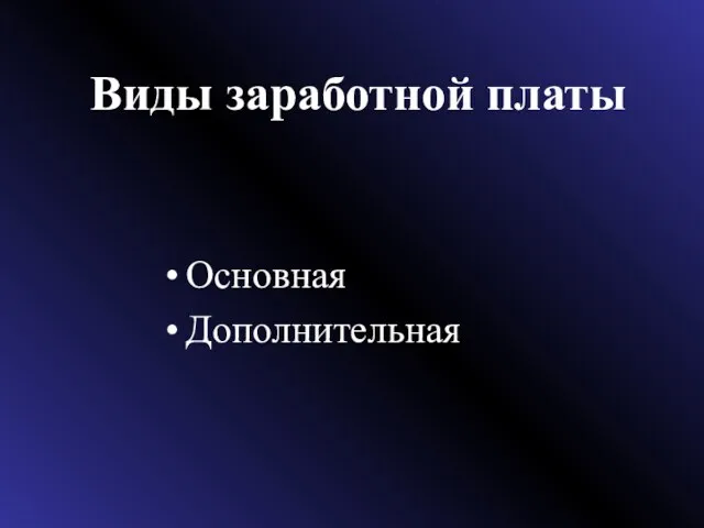 Виды заработной платы Основная Дополнительная