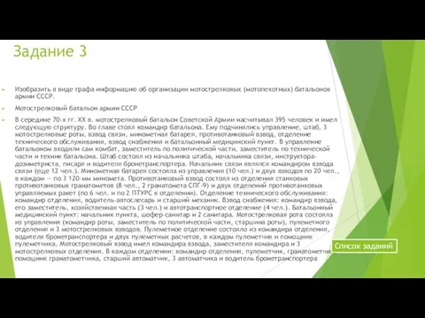 Задание 3 Изобразить в виде графа информацию об организации мотострелковых