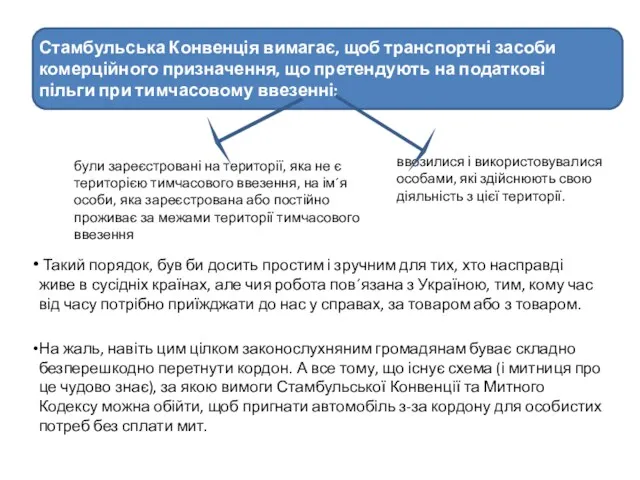 Стамбульська Конвенція вимагає, щоб транспортні засоби комерційного призначення, що претендують