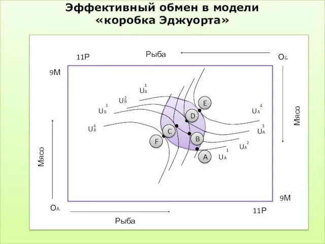 Эффективный обмен в модели «коробка Эджуорта» ОБ ОА Рыба Рыба