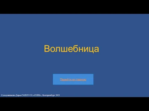 Волшебница Солодовникова Дарья ГАПОУ СО «СОПК», Екатеринбург 2021