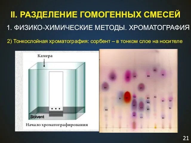 2) Тонкослойная хроматография: сорбент – в тонком слое на носителе