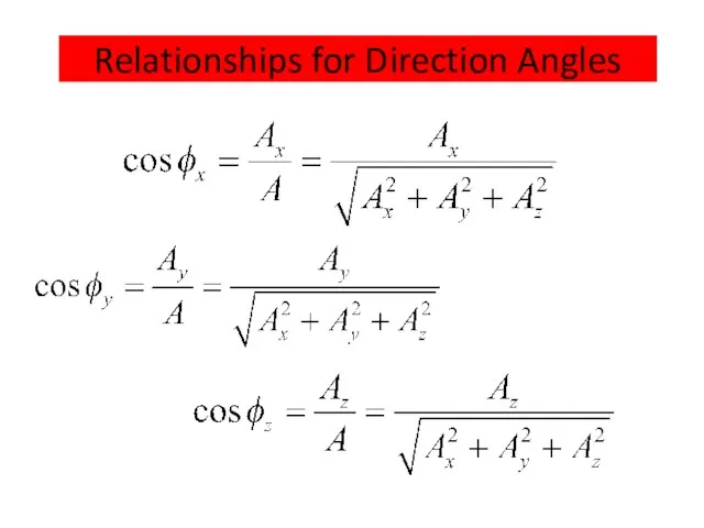 Relationships for Direction Angles