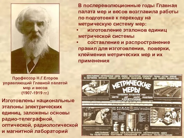 Профессор Н.Г.Егоров управляющий Главной палатой мер и весов (1907-1919 гг.)