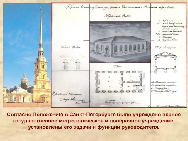 Согласно Положению в Санкт-Петербурге было учреждено первое государственное метрологическое и