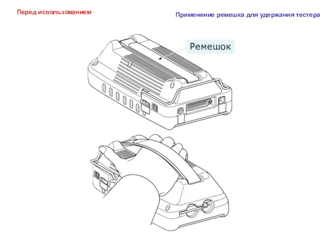 Применение ремешка для удержания тестера Ремешок Перед использованием