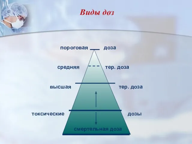 Виды доз средняя тер. доза высшая пороговая доза тер. доза токсические дозы смертельная доза