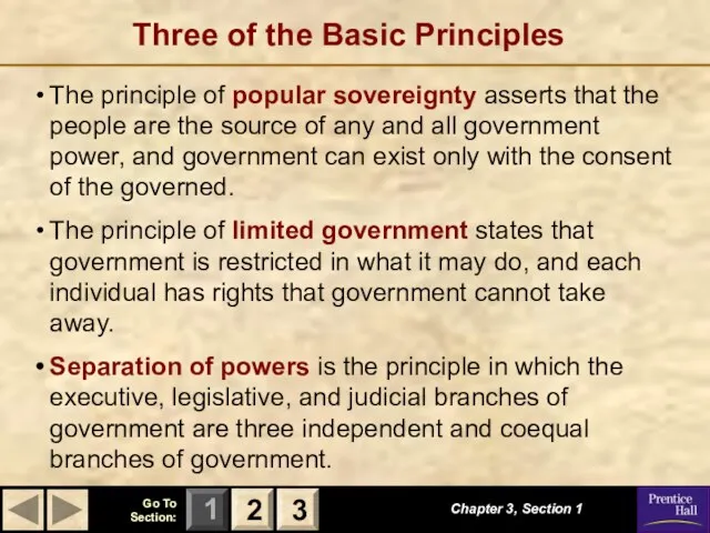 Three of the Basic Principles Chapter 3, Section 1 2