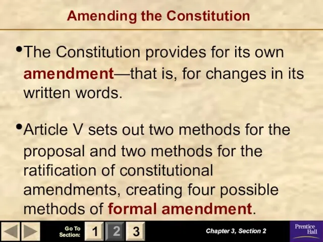 Amending the Constitution The Constitution provides for its own amendment—that