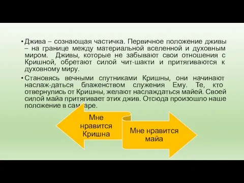 Джива – сознающая частичка. Первичное положение дживы – на границе