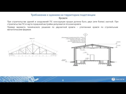 При строительстве зданий и сооружений ПС конструкция крыши должна быть