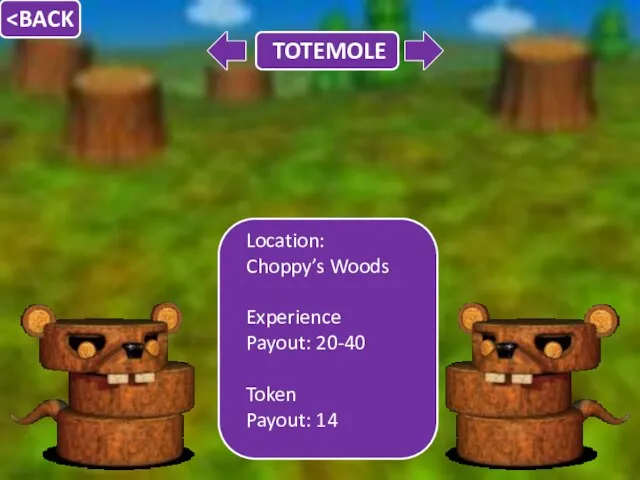 Location: Choppy’s Woods Experience Payout: 20-40 Token Payout: 14