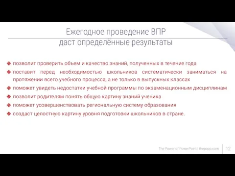 Ежегодное проведение ВПР даст определённые результаты The Power of PowerPoint