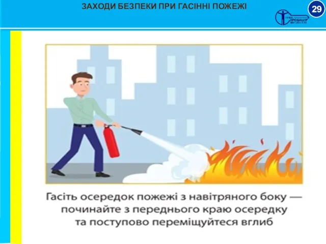 ЗАХОДИ БЕЗПЕКИ ПРИ ГАСІННІ ПОЖЕЖІ 29