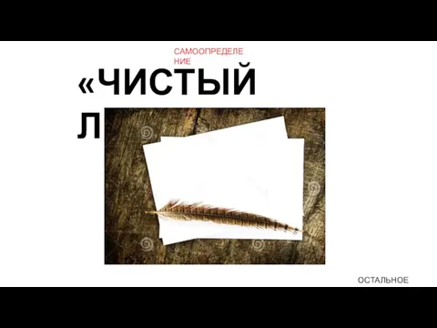 «ЧИСТЫЙ ЛИСТ» САМООПРЕДЕЛЕНИЕ ОСТАЛЬНОЕ ПОЗЖЕ…