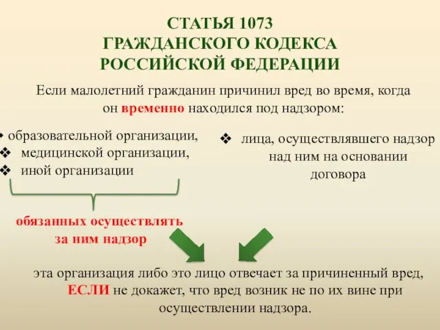 Если малолетний гражданин причинил вред во время, когда он временно