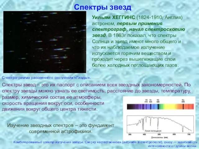 Спектры звезд Спектры звезд – это их паспорт с описанием