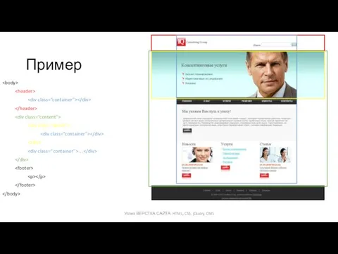 Пример Успех ВЕРСТКА САЙТА: HTML, CSS, jQuery, CMS …