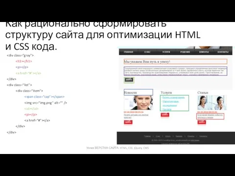 Как рационально сформировать структуру сайта для оптимизации HTML и CSS